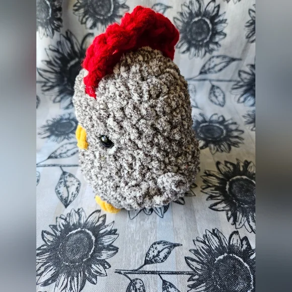 Crochet Black Speckled Rooster Amigurumi Plushie - Picture 13 of 16